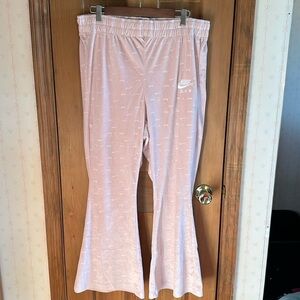 Nike Women’s Baby Pink Velour Flared Pants Size 1X